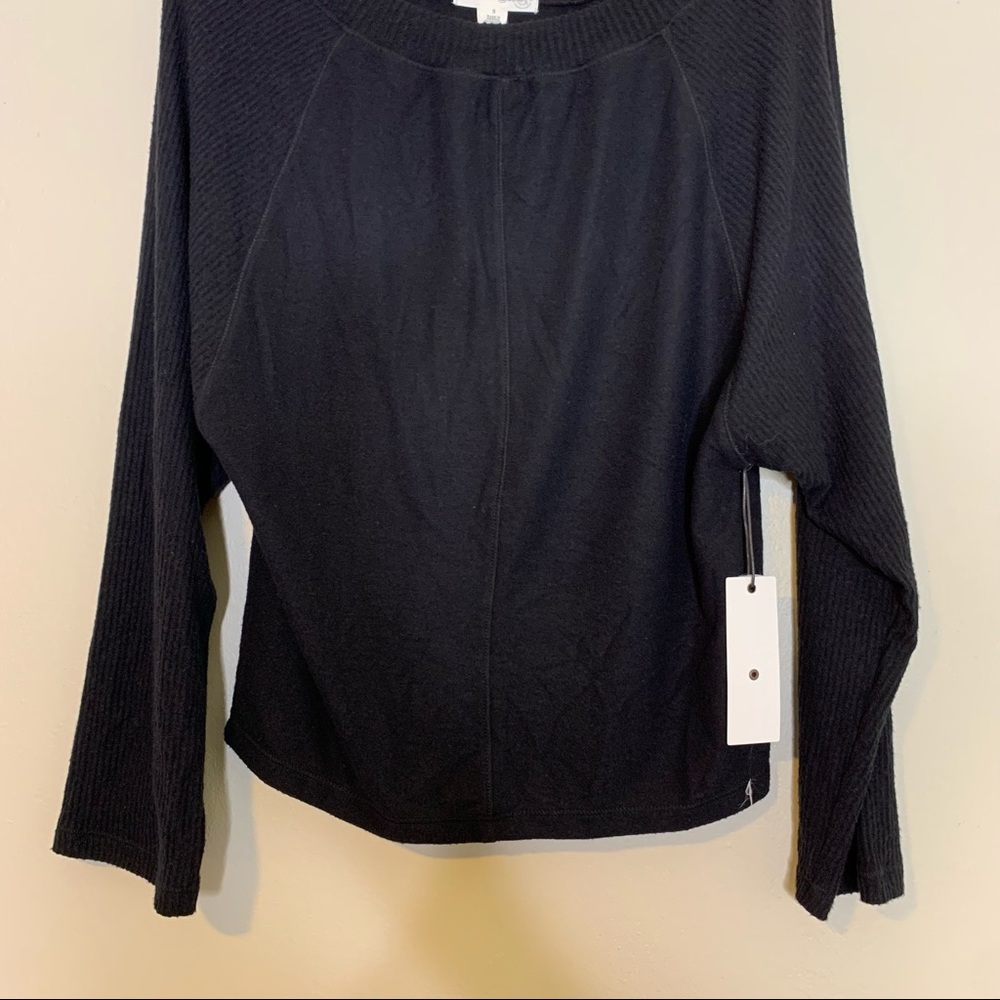 NWT Treasure & Bond Black Ribbed Knit Long Raglan Sleeve Top Small - Picture 6 of 12